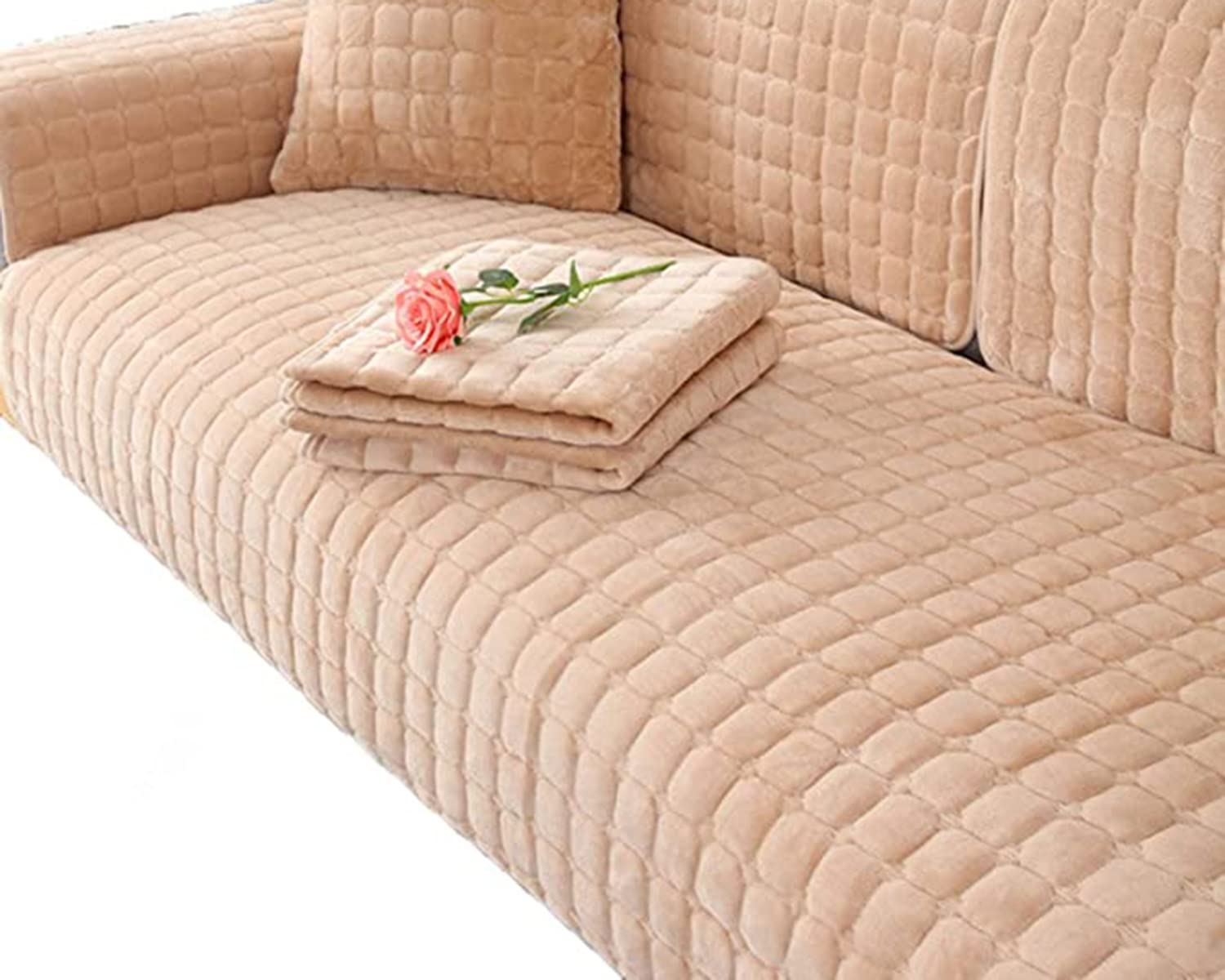 Sofa Slipcover Corner 3/2/1/4 Seater Sofa Cover L Shape Couch Cover Velvet Thick Sofa Protector Anti-Slip Reversible Quilted Corner Slipcovers Washable for Sectional Couch ( Color : #15 , Size : 90x21