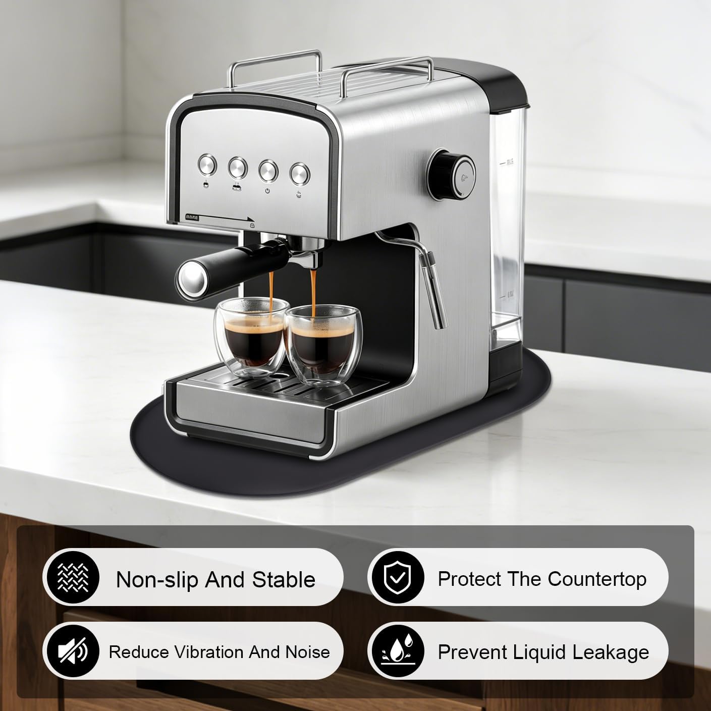Silicone Coffee Mat Fit for Keurig Coffee Maker,Heat-Resistant,Non-Slip17.9''x9.8'' Coffee Bar Mat for Countertop Compatible with Ninja Coffee Maker & Casabrews Espresso Machine Accessories image 4