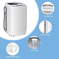 Vista 7 de Giantex Washing Machine Portable Compact 12lbs Capacity Full-Automatic W/Drain Pump,10 programs 8 Water Level 1.34 Cu.ft Cloth Washer and Spinner