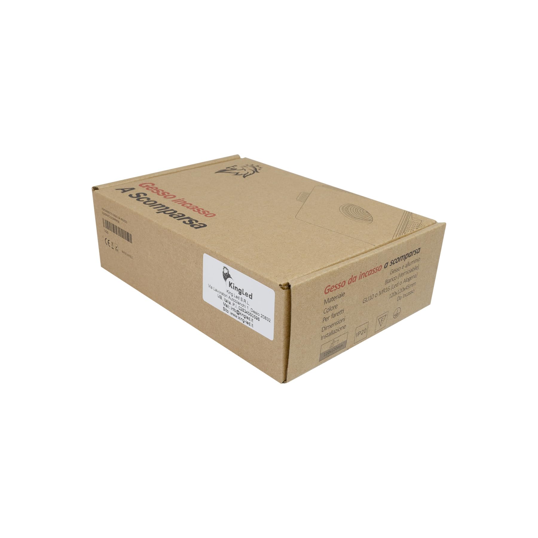 KingLed - Portafaretto in Gesso Ceramico da Incasso Conico per Controssoffitti per Faretti Led GU10 e MR16 - Dimensione 120x120x45mm Cod. 1426 (10x Gessi Conico)