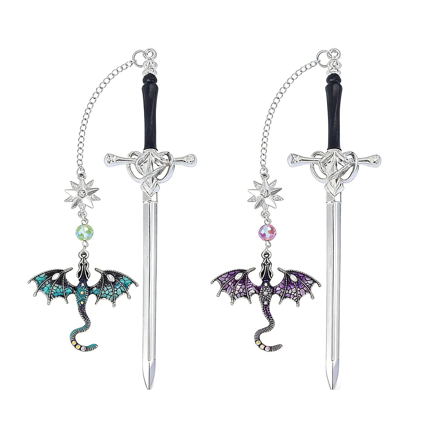2 Pieces Sword Bookmark | The Gothic Book Mark Inspiration Comes from Fourth Wing Merch | Fantasy Bookmark with Vintage Tassel Pendant, Gothic Gifts for Book Lovers, Collectors and Students