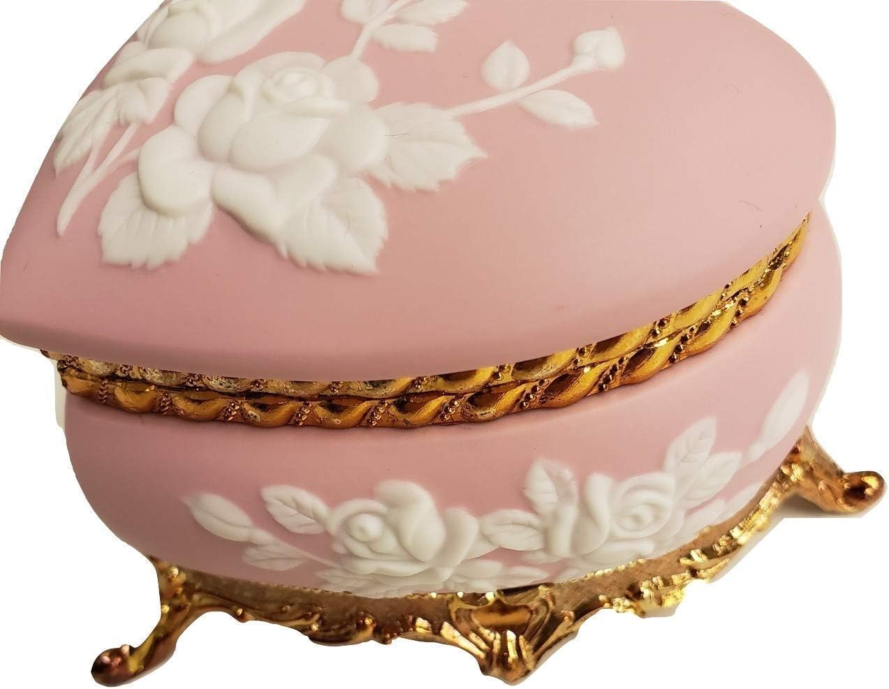 Splendid Music Box Wedgewood Style Heart Shaped Jewelry Box Playing All I Ask of You from Phantom of The Opera