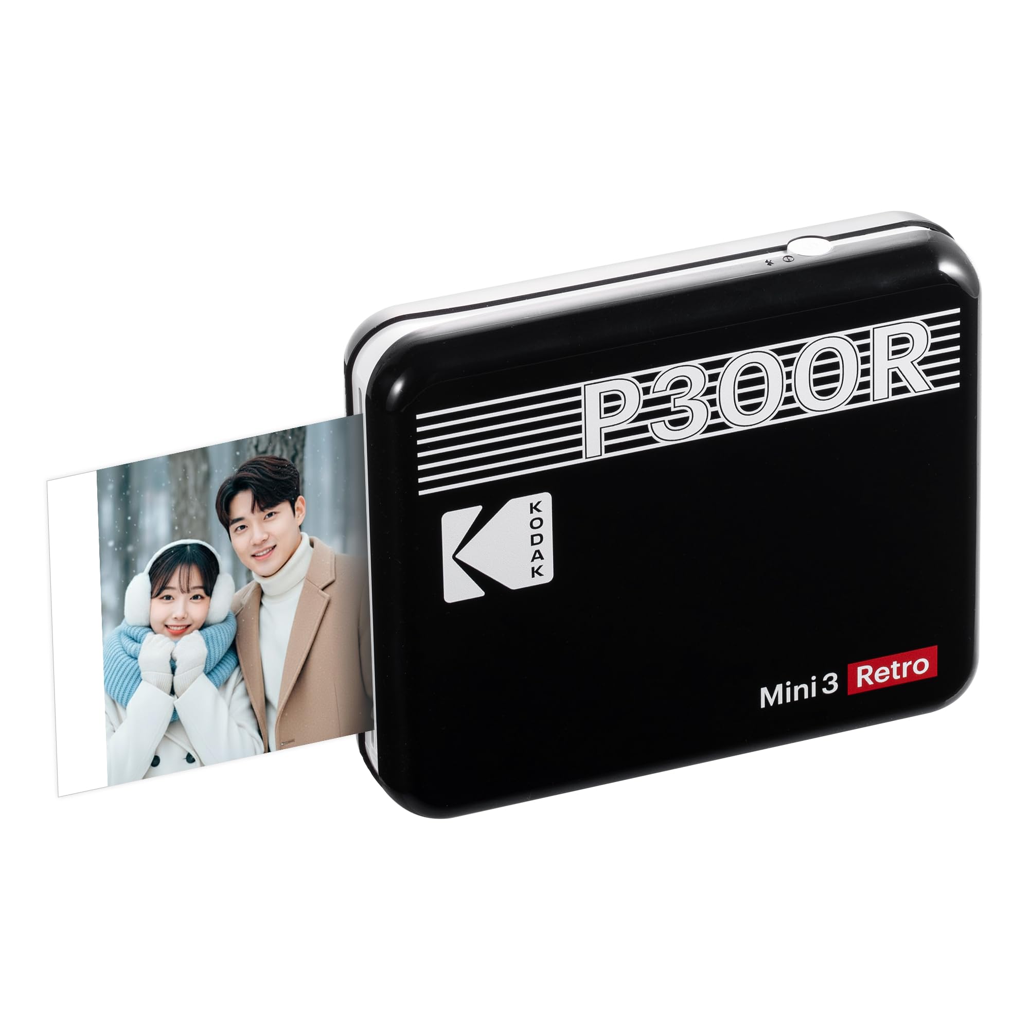 Kodak KODAK Mini 3 Retro 4PASS Portable Photo Printer (3 inches x 3 inches) + Printer Body 8 Sheets, Black