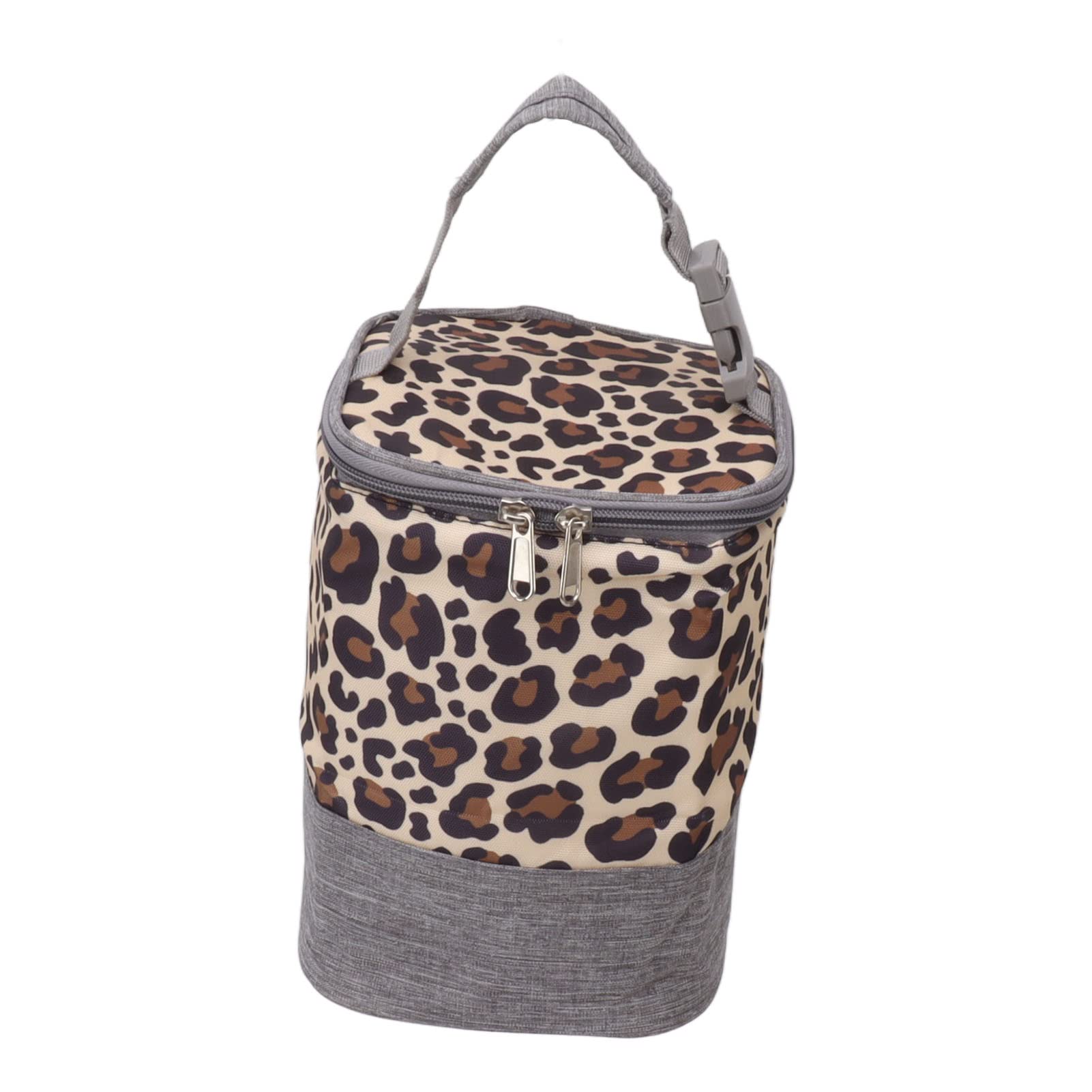 OVAQUIXI Insulated Breastmilk Bag Large Capacity Handle Thermal Baby Bottle Bag for Travel 3L Oxford Cloth (Leopard Print)