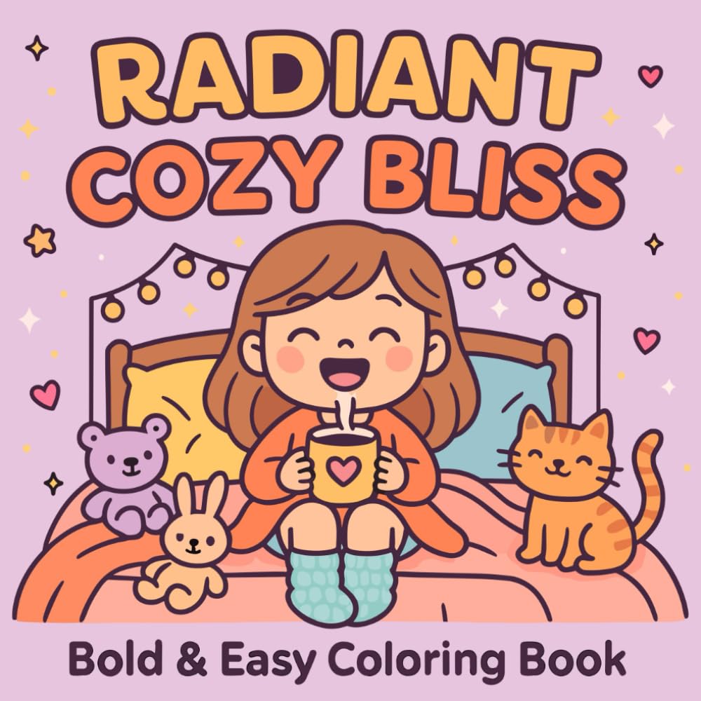 COZY BLISS: Adult Coloring Book with Cute & Simple Cozy Girl Scenes for Relaxation, Mindfulness & Stress Relief