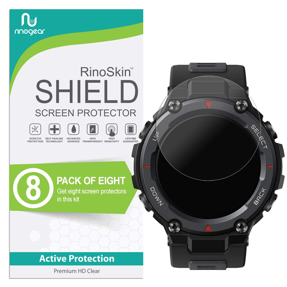 RinoGear(8-Pack Screen Protector for Amazfit T-Rex, T-Rex Pro (1.3" inch) Screen Protector Case Friendly Accessories Flexible Full Coverage Clear TPU Film