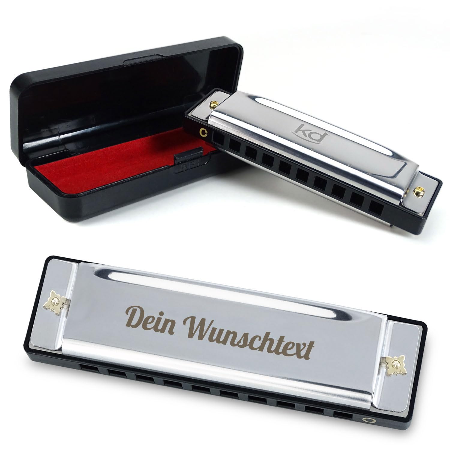 keepdrum KDBHC Bluesharp Mundharmonika C-Dur mit personalisierter Gravur