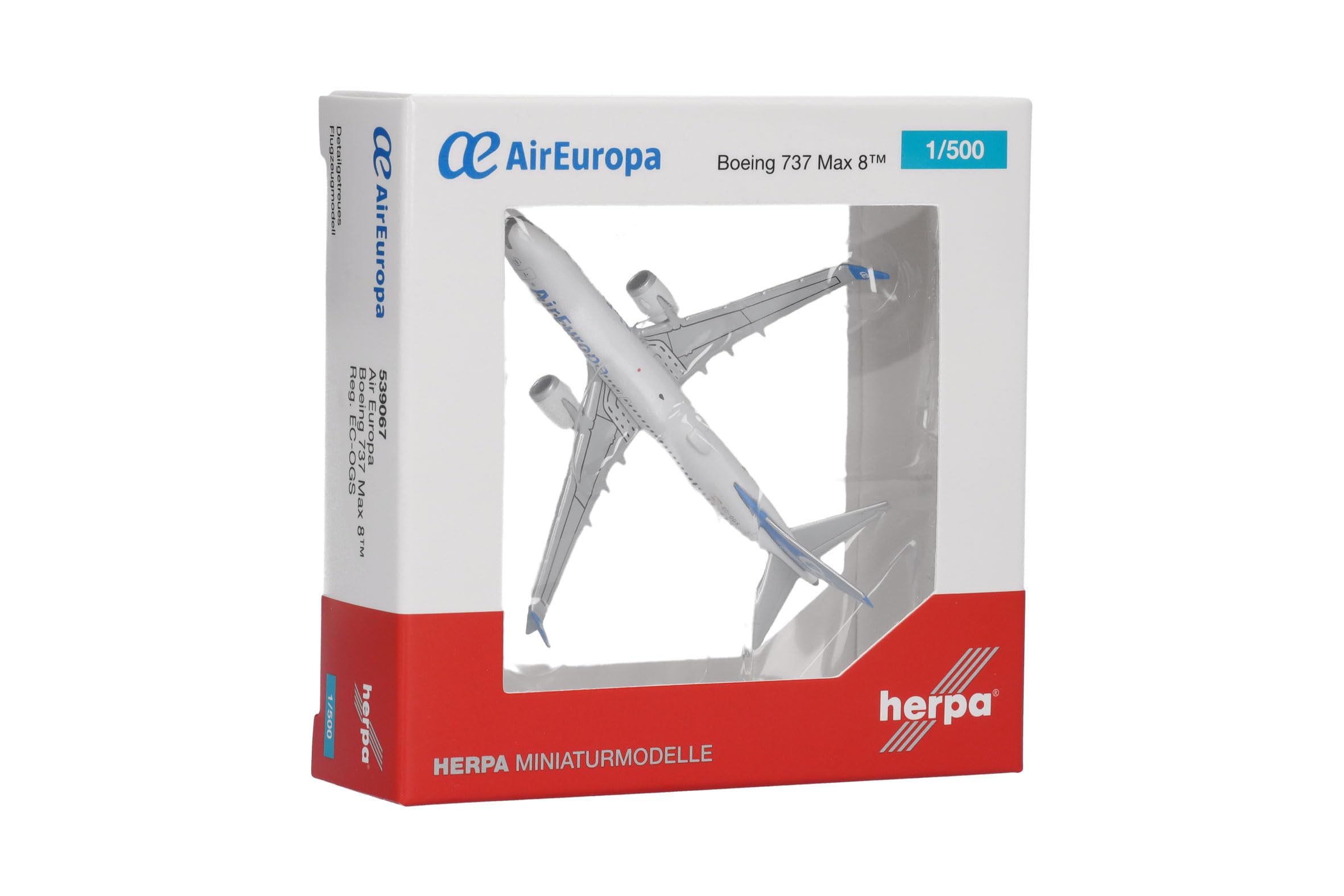 Herpa modellino aereo Air Europa Boeing 737 Max 8, miniatura in scala 1:500, pezzo da collezione, modello di aereo senza supporto, metallo