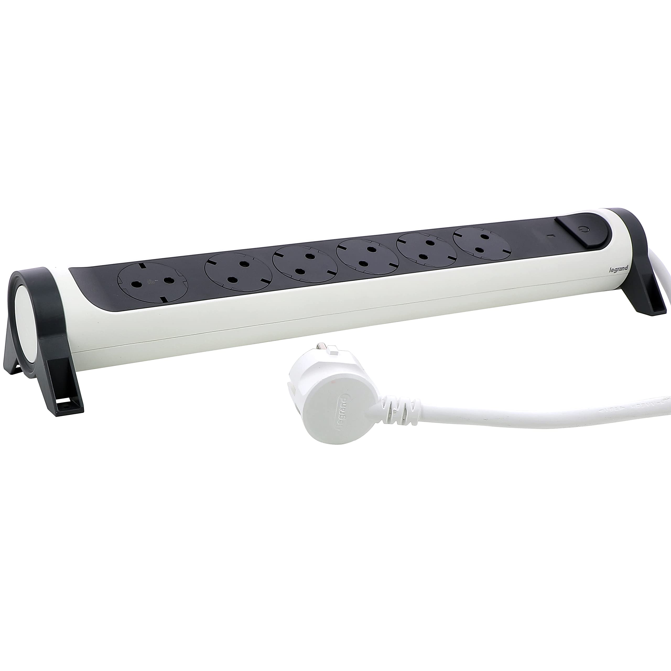 LEGRAND Regleta de enchufes con protección contra sobrecalentamiento reiniciable, con Interruptor, Base múltiple con 6 Tomas de Corriente, Cable de 1,5 m, Color Blanco/Gris Oscuro 694526 — view 2