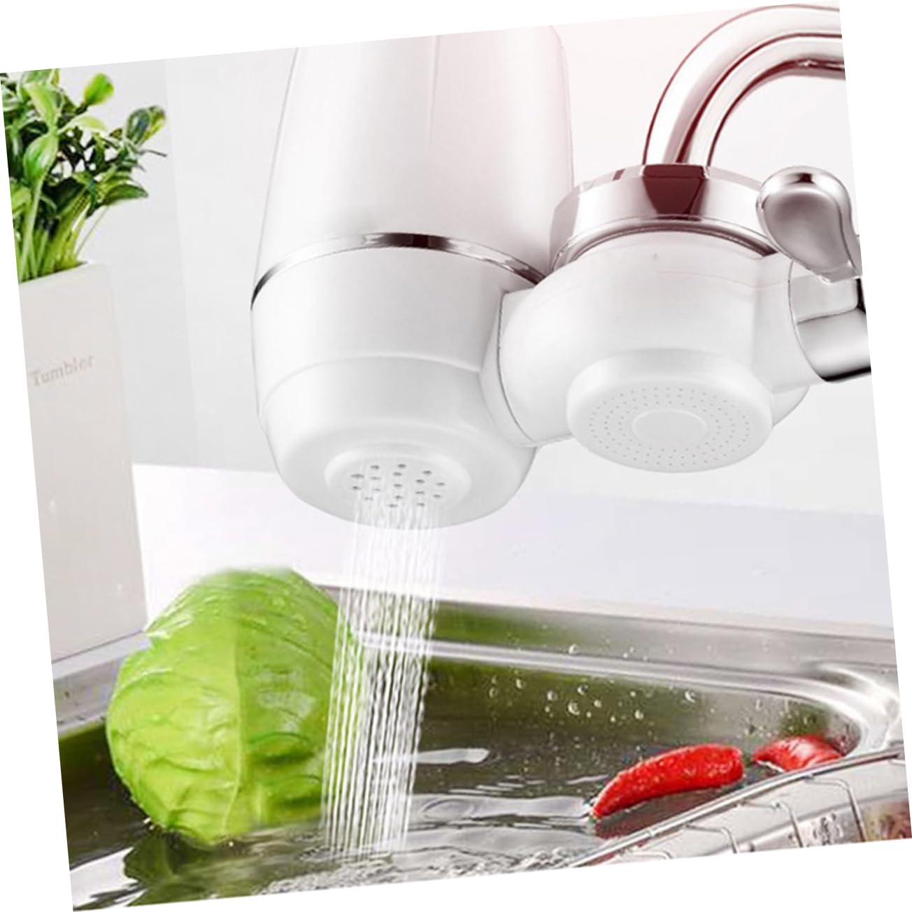 Filtro de Grifo de Cocina Purificador de Agua Cerámica Blanco | 2 Filtros de Repuesto, Diseño de 7 Capas, Cuerpo Abs Resistente y Gran Caudal