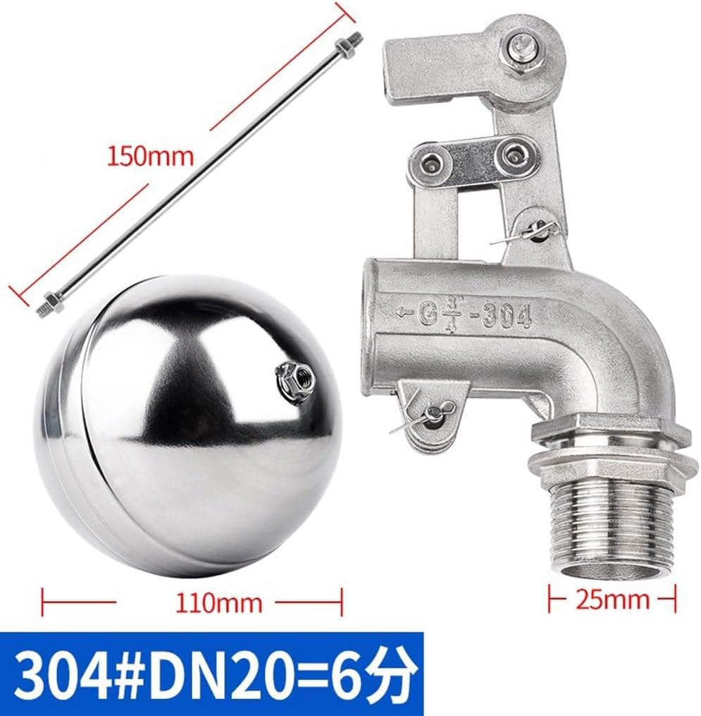 Válvula de Bola de Acero con Flotador, Válvula de Bola Flotante con Codo de 90 Grados Ajustable de Acero Inoxidable 304, 0,5-1,5 Pulgadas(0.75 Inch)