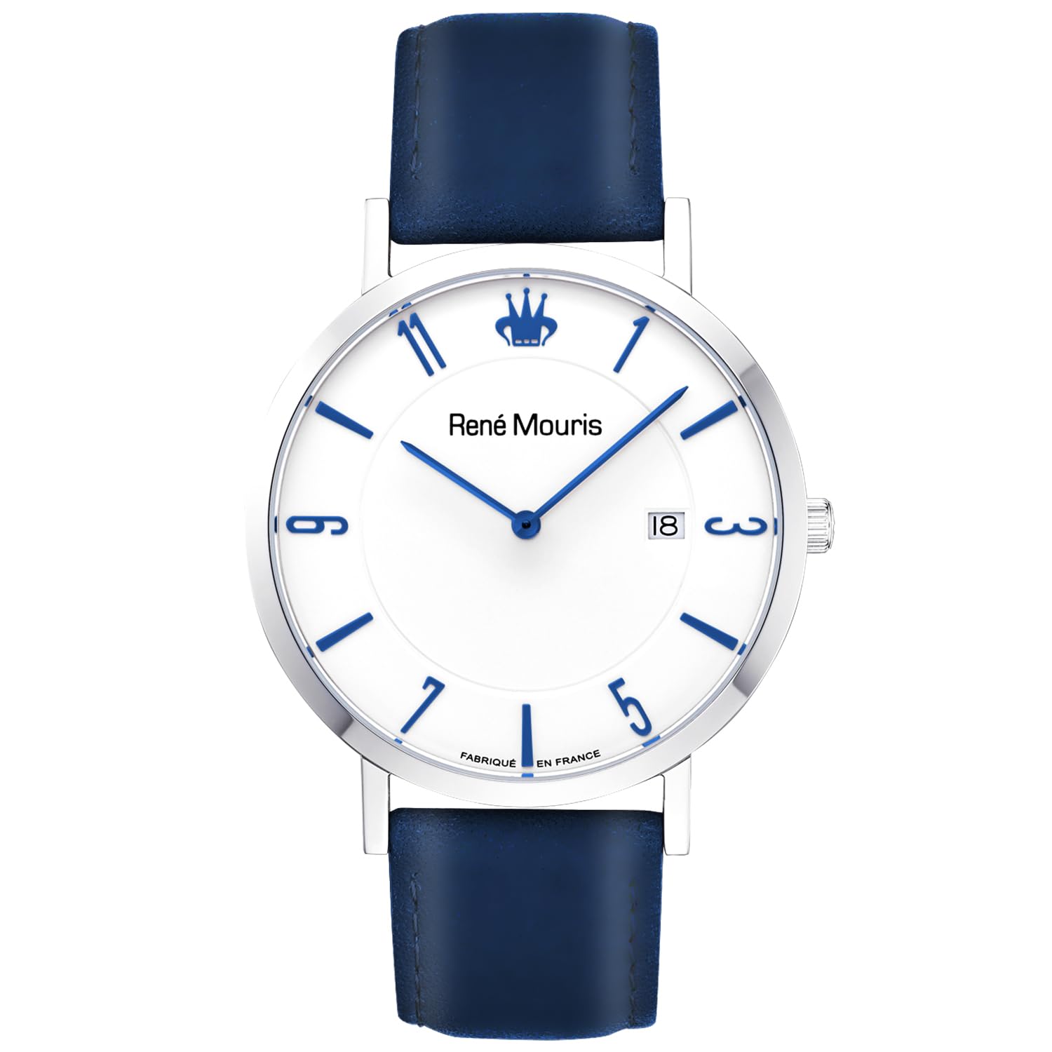 René Mouris L'Emporter Quarzuhren Für Herren – 41MM Klassische Uhr Aus 316L Edelstahl – Mineralglas Mit Saphirbeschichtung – 50M wasserdichte Armbanduhr Mit Italienischem Lederarmband.
