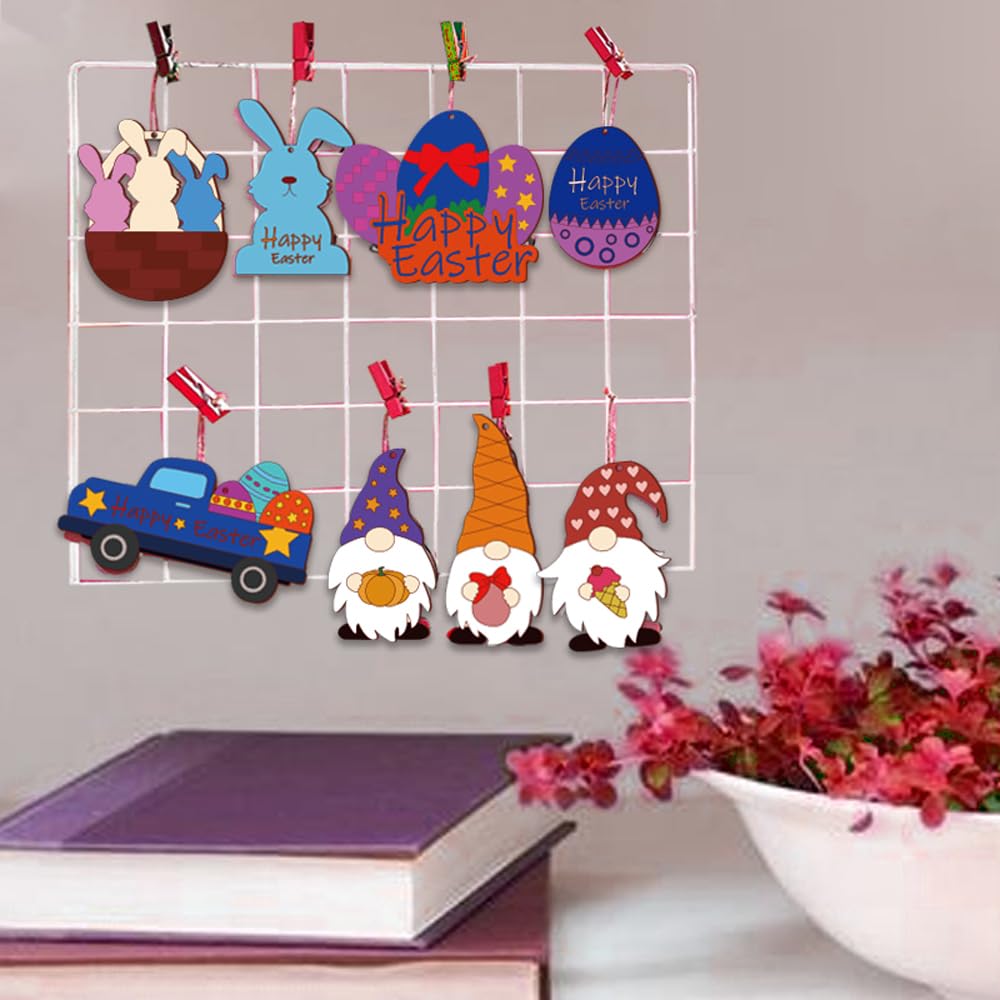 40 Ornamenti Pasquali In Legno Da Colorare Con Pennarelli - Uova Pendenti 8x6cm Per Decorazioni Fai Da Te