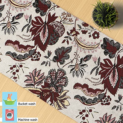 Image of HOKIPO Cotton Jacqaurd Table Runner 12x52 Inches (IN-531-D4, White)