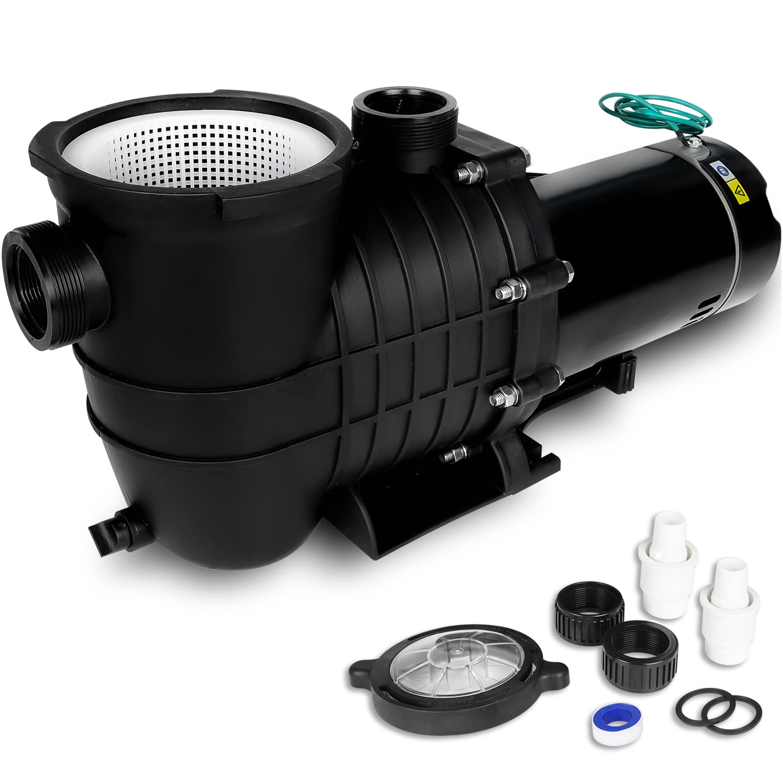 TONGCHANT Pool Pump, 2 HP 6800GPH 115V/230V Dual Voltage Single Speed Swimming Pool Pump, Self