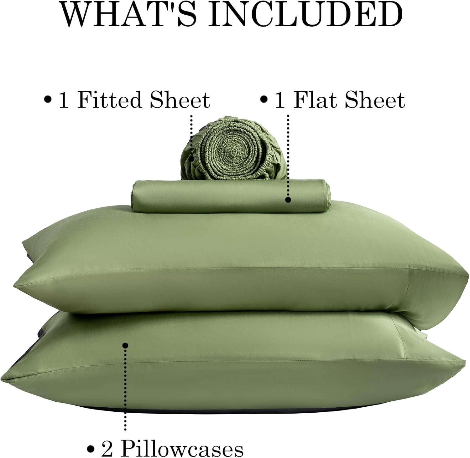 Yibeizi Olive Green 100% Viscose Derived from Bamboo Sheet Set King Size, 4 Pieces Cooling Silky Bed Sheets for Hot Sleeper, Luxury Soft Deep Pocket Fitted Bedsheets - Image 5