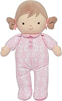 BABYSTARTERS Little Me Brigitte 11-Inch Plush Baby Doll with Rattle - Soft Floral Damask Pink, Safe Embroidered Details for Infants