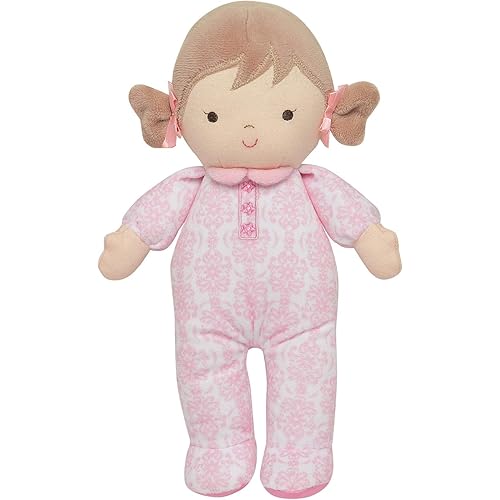 Little Me Plush Baby Doll with Rattle, Brigitte (Pink Floral, 10 inch)