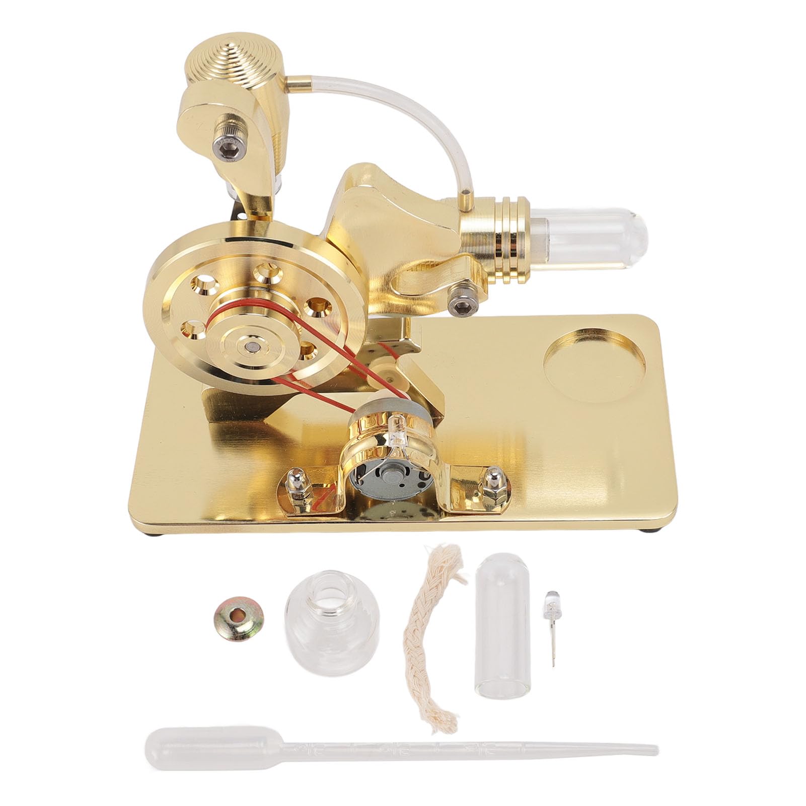 Stirlingmotor-Modell, Buntes LED-Bildungs-Stromgenerator-Spielzeug für und Erwachsene, Premium-Aluminiumlegierung (Gold)