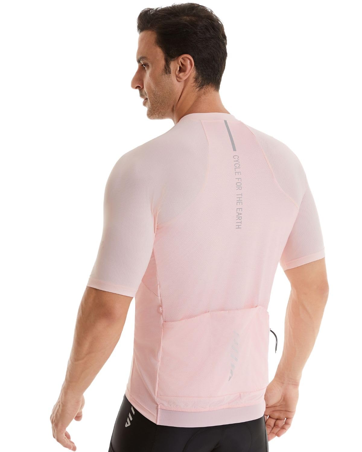 Wulibike Maglia da ciclismo da uomo a mezza zip, a maniche corte con 3 tasche