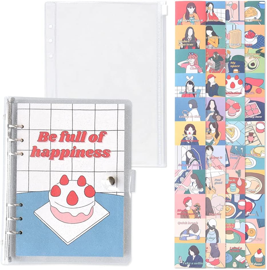 Monolike A5 FALL IN NEWTRO Ver.2 Diary Set, Be full of happiness - Academic Planner Weekly & Monthly Planner with PVC Cover, Zipper bag, Sticker