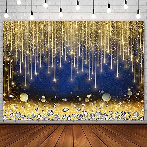 Amazon.com : AIBIIN 7x5ft Royal Blue Gold Glitter Backdrop Gold Sparkle ...