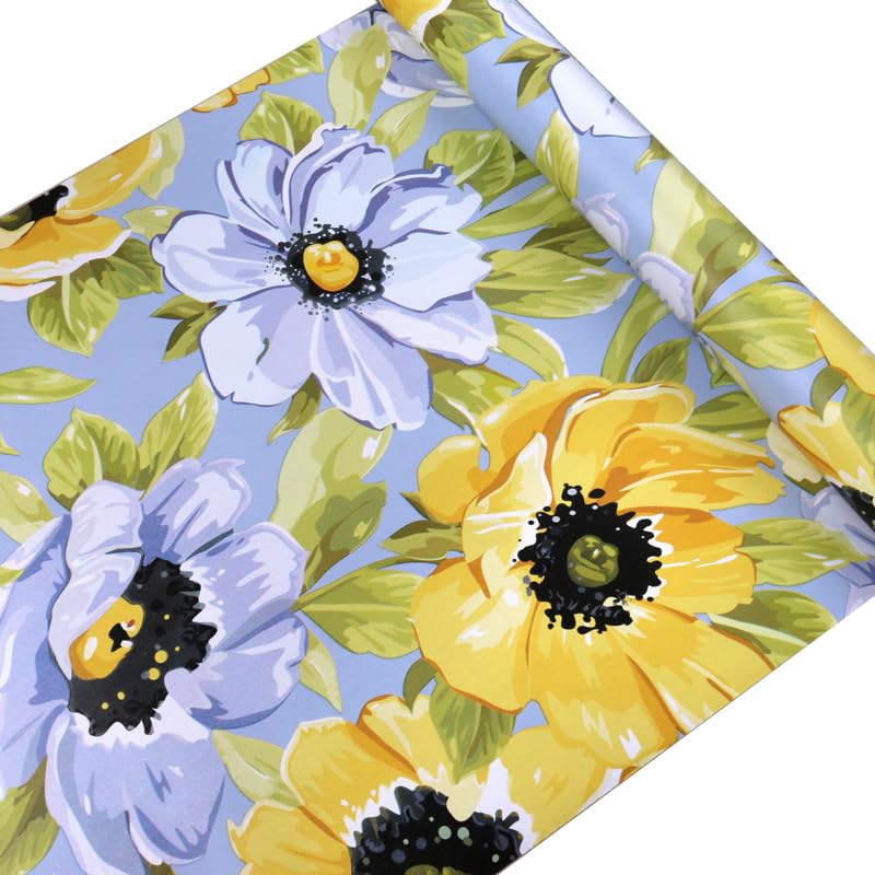 LUXURA CREATIONS 1000 X 45 CM Botanical Elegance Sunflower SELF Adhesive Wallpaper for Living Room Bed Room Kitchen Peel and Stick Vinyl Wallpaper
