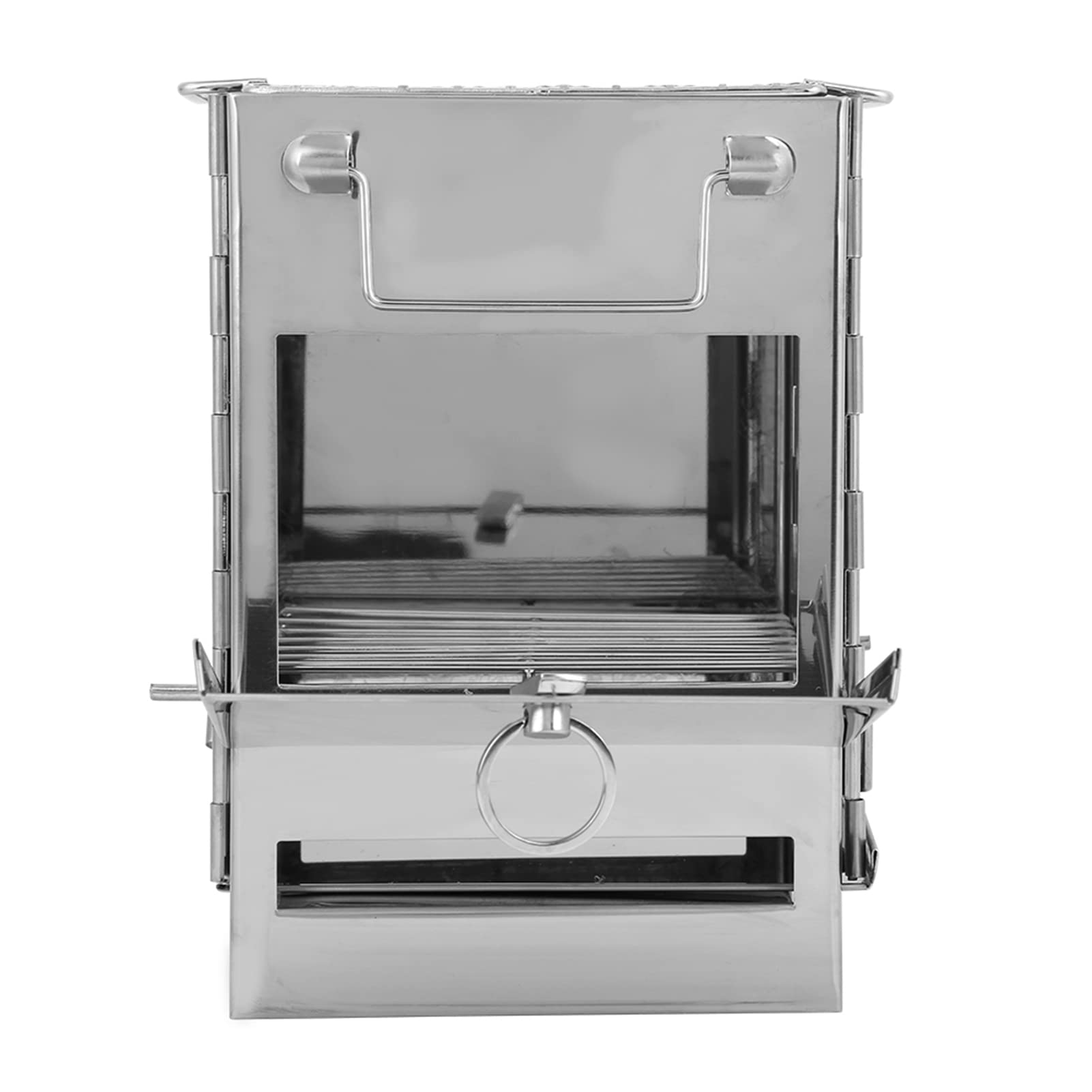 Réchaud de camping à bois, réchaud de randonnée portable avec gril en acier inoxydable pliable pour le camping en plein air, la cuisine, le pique-nique et le barbecue