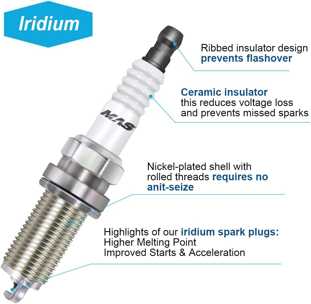 MAS Set of 6 Ignition Coils pack & 6Pcs Iridium Spark Plugs Compatible with 350Z Infiniti M35 FX35 G35 V6 3.5L Replacement for UF401 22448-AL61C 5C1430