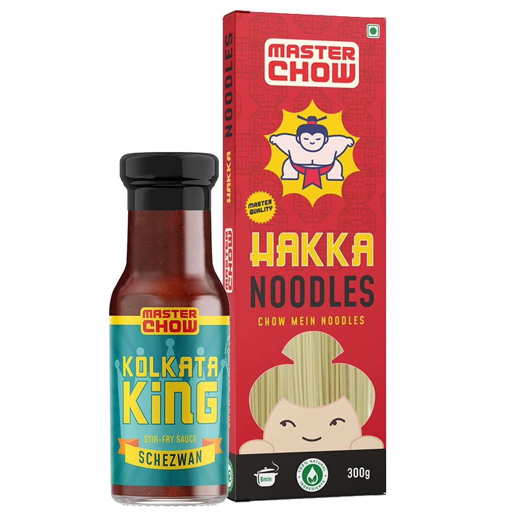MasterChow Schezwan Noodle Pack - Hakka Noodles (300g) and Kolkata King Schezwan Cooking Sauce (220g) | No Artificial Color | Fresh From the Kitchen | Serve 4-5 (B091MDLZYX) Amazon Price History, Amazon Price Tracker