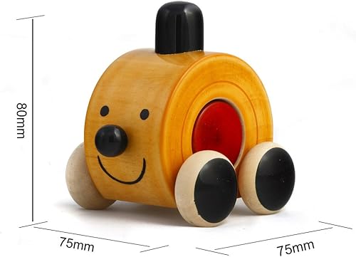 Handmade Wooden Cute Push Toy Made Using Natural Colors for Toddlers 1 Year Old and up, Helps in Early Education and Development | MOEE by Maya Organic (RED)