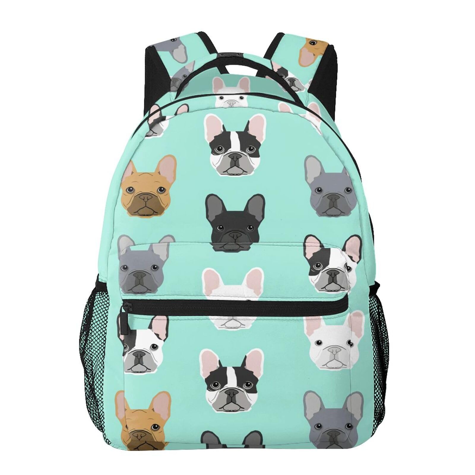 HKHEHOP Dog Cool French Bulldog Backpack For School Laptop Bags Bookbag Big Casual Daypack For Student Girls Boys Kids Teens Travel Sports Work