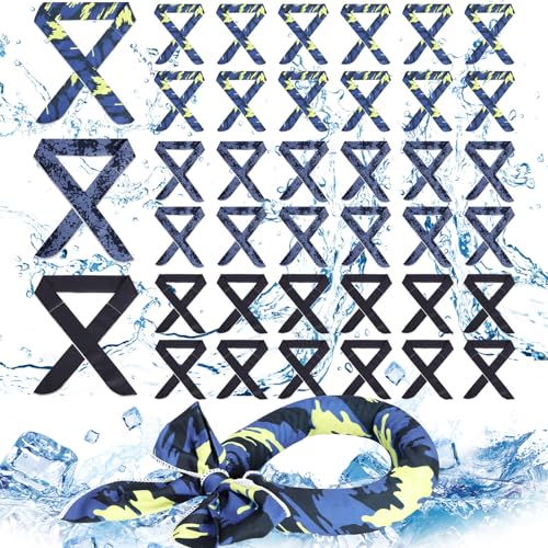 Image of Lenwen 36 Pcs Cooling Scarf Neck Wraps Ice Cooling Bandana Headband for Hot Weather Outdoor Cooler