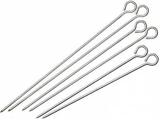Stainless Steel Barbeque Rods (Skewers),Kebab Grilling,Tools for Home Party Picnic Skewers Set of 6 - (10 inch)