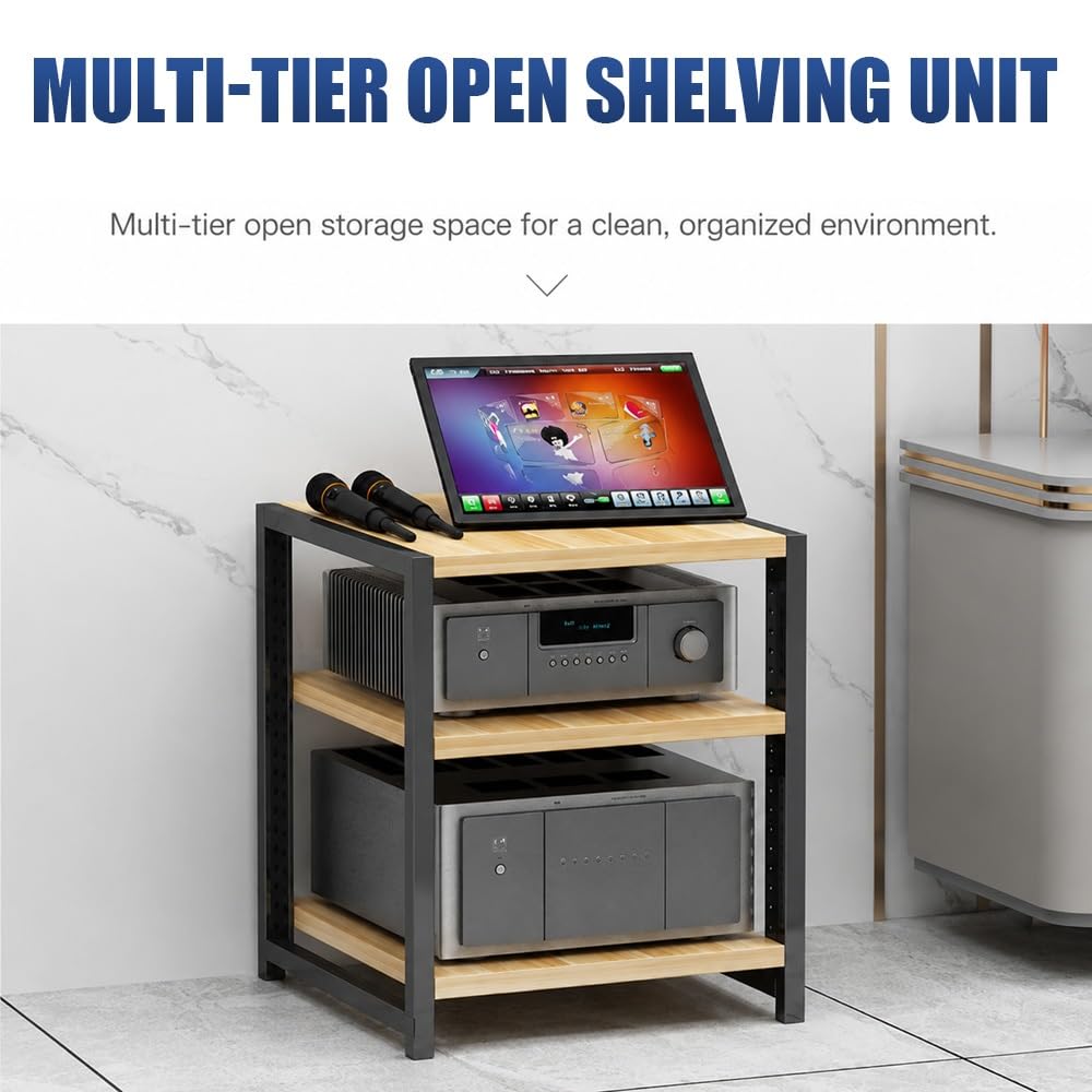 Rack AV réglable à 5 niveaux pour tourne-disques – Meuble de rangement HiFi en bois avec design élégant, parfait pour la maison audio et le divertissement