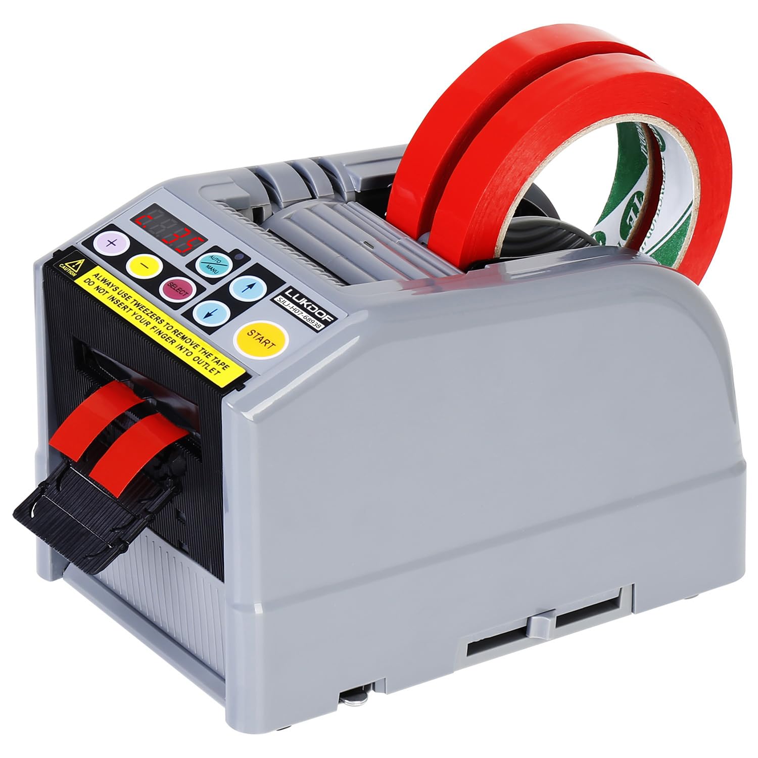 自動・電動テープカッター マスキングテープ対応 テープディスペンサー 業務用大巻／小巻両用 テープ長さ設定可能 コンパクト設計 物流 保管 梱包用 工場用 作業効率 UP 日本国内仕様 日本語マニュアル付く