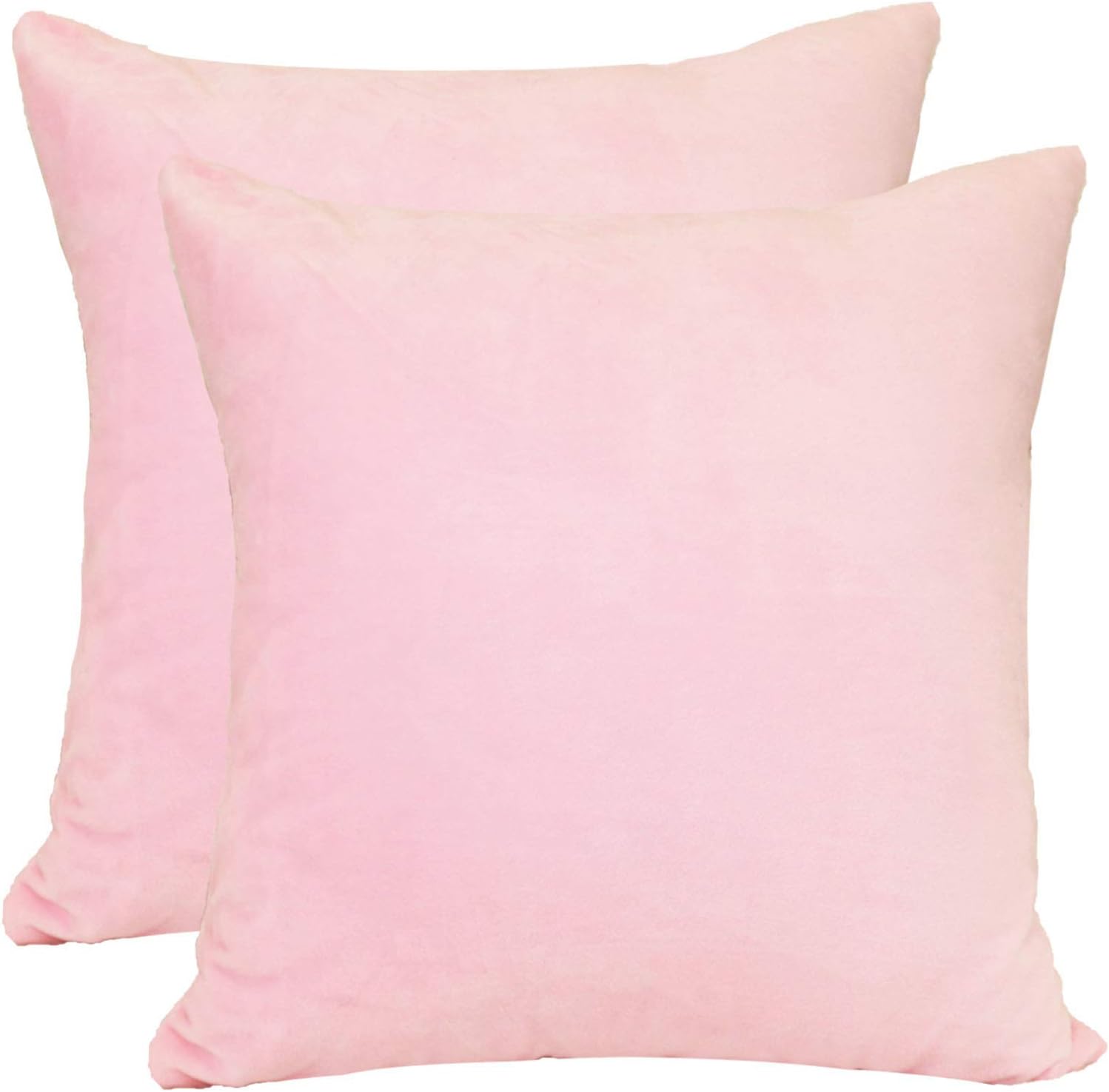 sykting Throw Pillow Cover Set of 2 Super Soft Short Plush 18" X 18" Pink