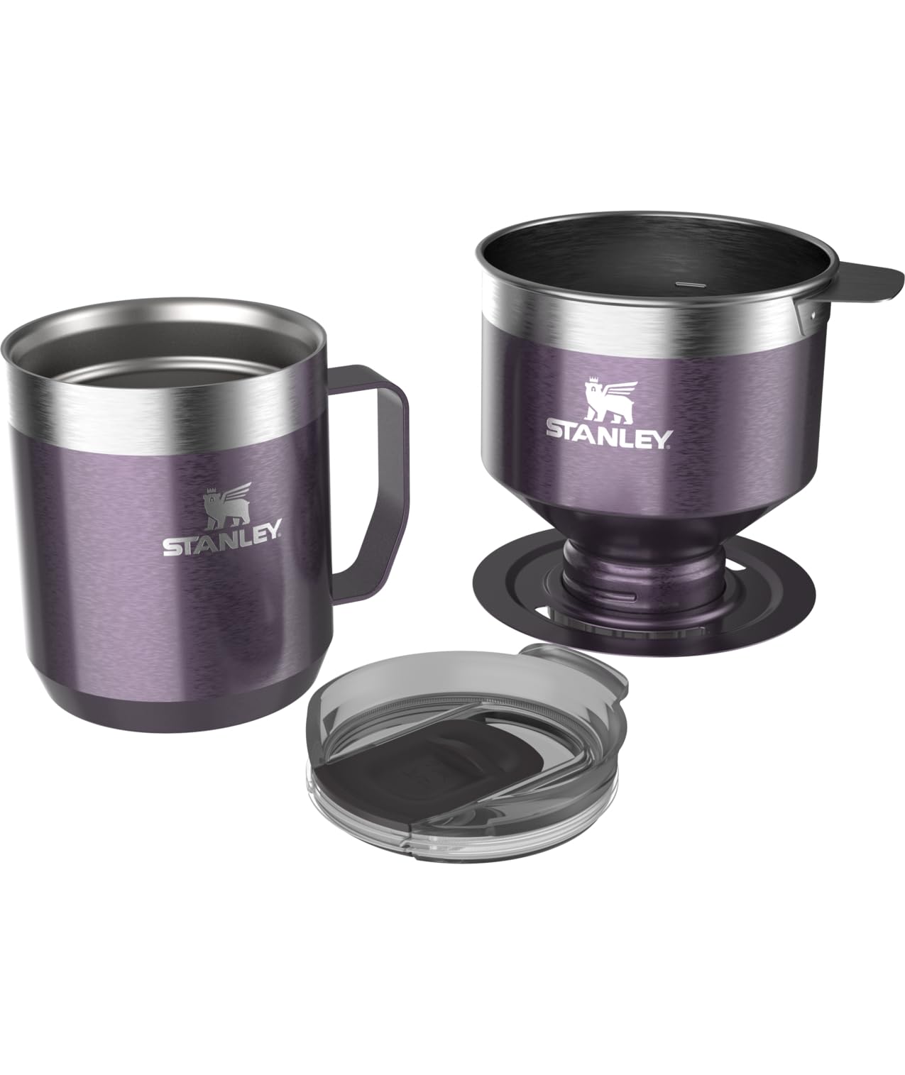 STANLEY Perfect Brew Pour Over Set | 12 oz Camp Mug with Lid Included | Drip Coffee Maker with Reusable Filter | Insulated Stainless Steel | BPA-Free | Wisteria Shine