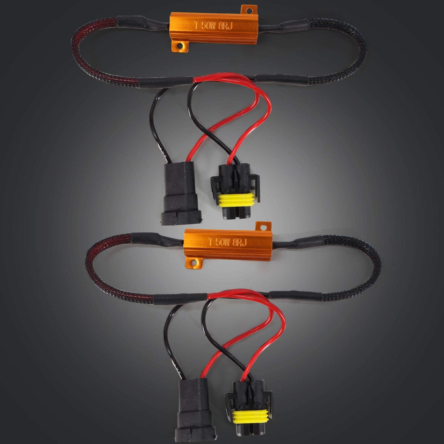 Light Load Resistor Adapter,H8/H11 50W 8 ohm LED Resistor, Led lights Decoder