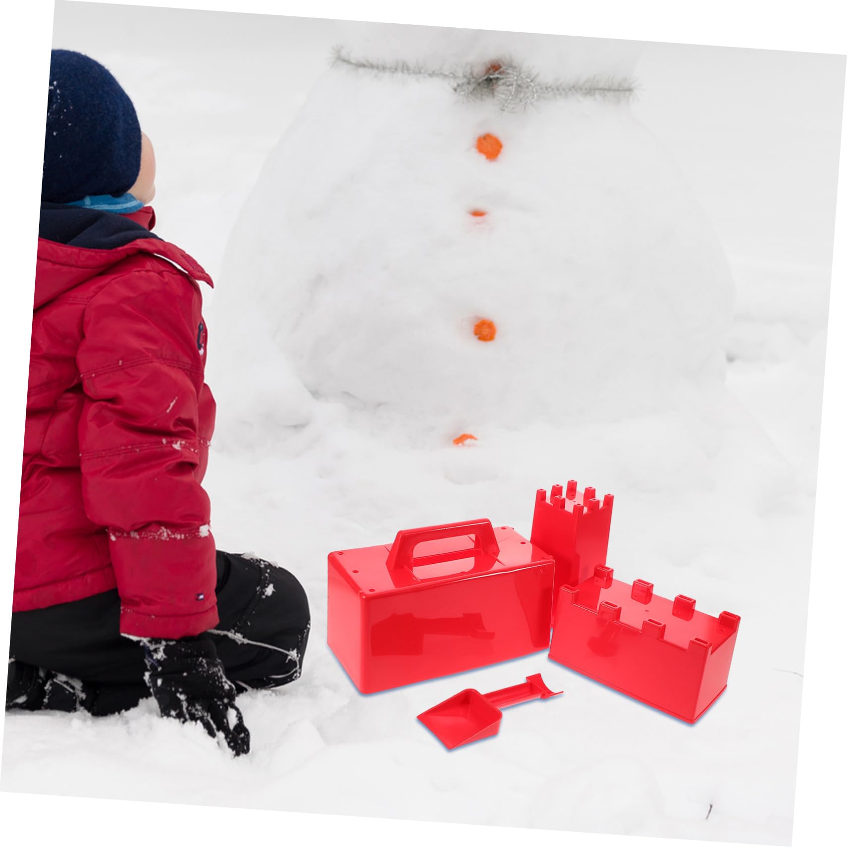 ERINGOGO Juego de Juguetes de Nieve para Niños Molde de Castillo y Pala de Plástico Resistente al Frío para Exteriores en Invierno y Construcción de Arena