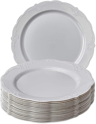 Silver Spoons Vintage Collection - Juego de vajilla desechable, 20 platos, 10 unidades (paquete de 1 unidad), color gris