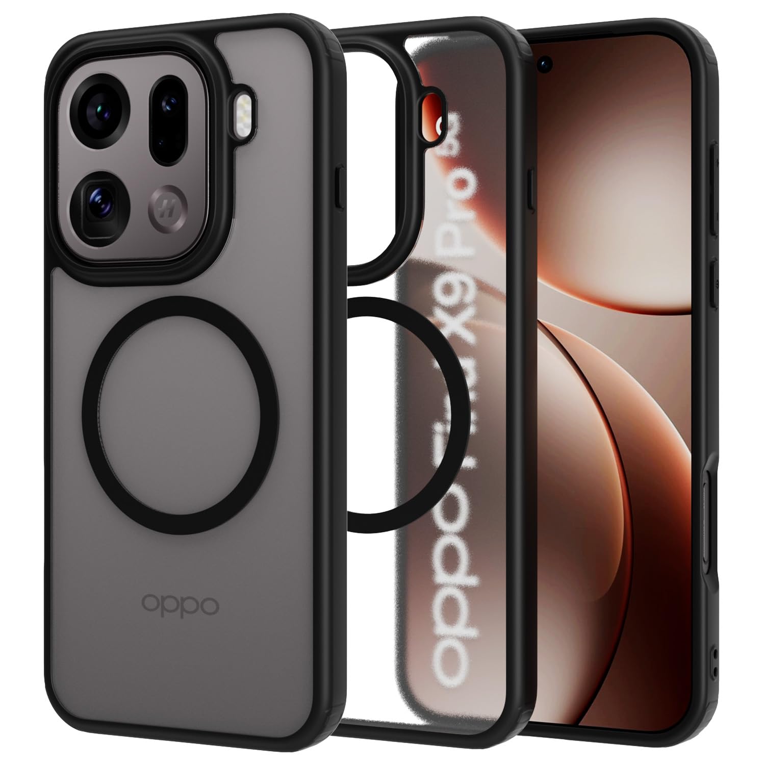 Magnetic Case for OPPO Find X9 Pro 5G - [Compatible with Mag-Safe] [Powerful N56 Magnet] [Military Grade Protection] [Shockproof Slim] Translucent Matte Back Phone Cover (Black)