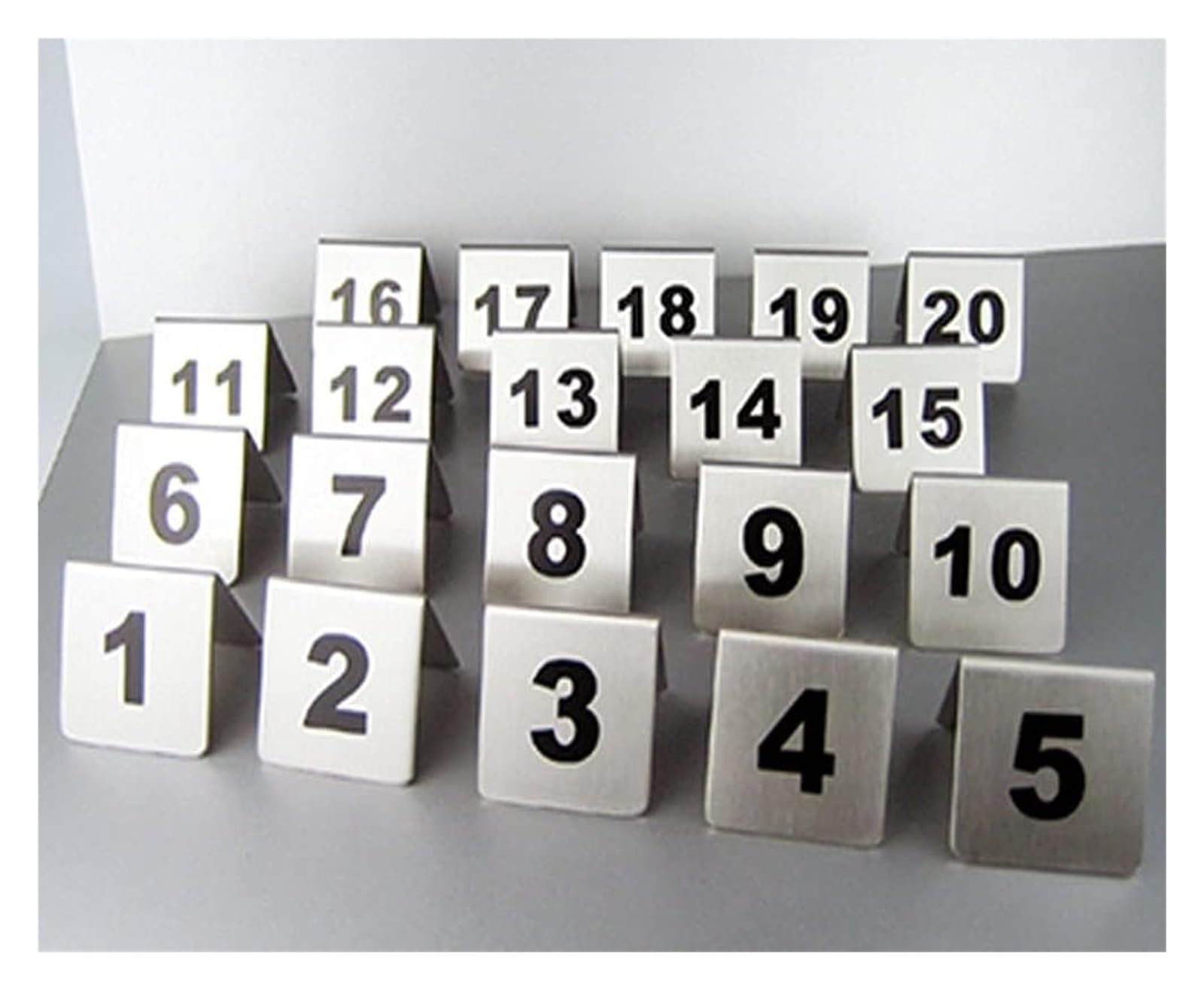 Numery stołów, Zestaw numerów stołów ze stali nierdzewnej w stylu namiotu, 5x5x5 cm, 2x2x2 cale(31-40)