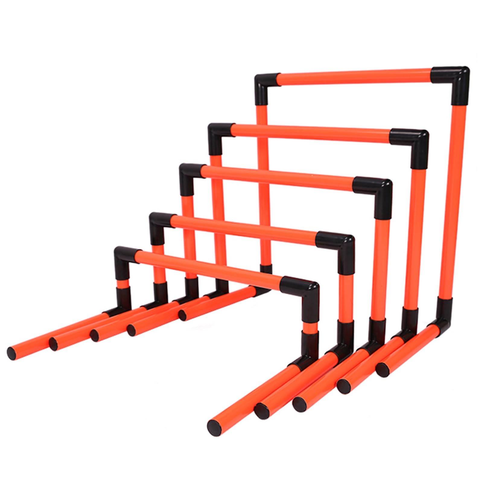 Tragbare Hürden-Trainingsausrüstung, 5Er-Pack Hürden Unterschiedlicher Höhe Für Kinder, Kunststoff-Fußball-Agility-Workout-Trainer-Set, Leichtathletik-Hürden (Rot)