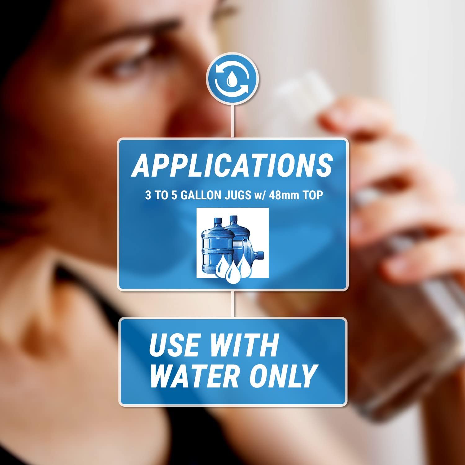 2PK of Splash-Free Caps for 48mm Screw Top or Snap on Crown Tops (will need to remove the white ring inside the cap) works with Water Dispensers with Probes or 3/5 Gallon Bottles