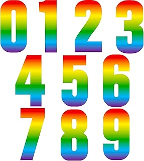 40 Pièces Autocollants de Poubelle à Roulettes Grand Autocollant de Numéro de Poubelle Décoratif Autocollants Numéro de Poubelle Auto-Adhésif de 0 à 9, 17 cm de Hauteur (Style Arc-en-Ciel)