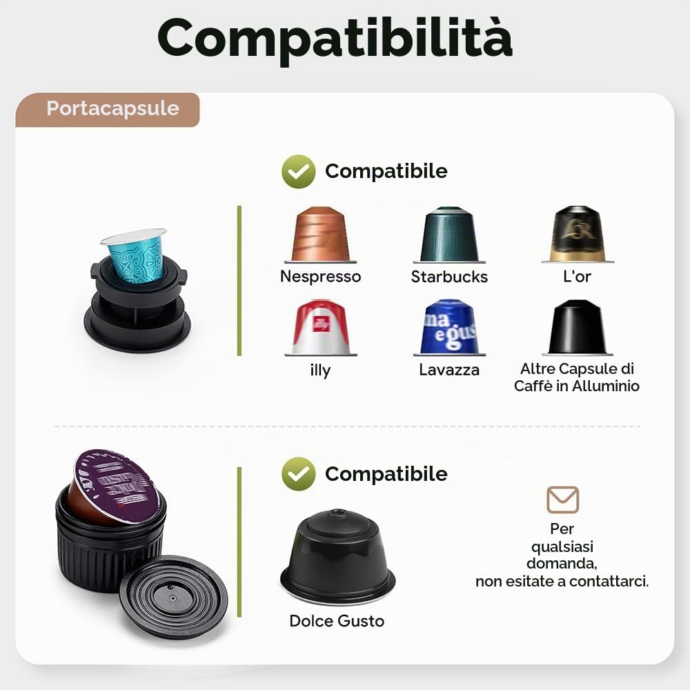 3-in-1 Macchina da caffè portatile senza funzione di riscaldamento, Macchina da caffè elettrica, 17 bar Mini macchina da caffè per NES PRESSO/DolceGusto Pads e caffè macinato per il viaggio