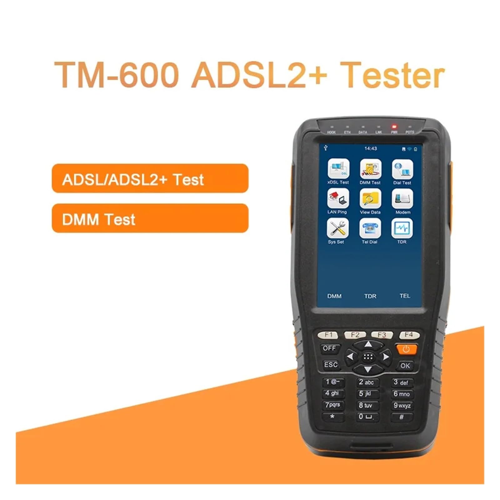Cyfrowy tester ADSL2+ ADSL TM-600 Ręczny lokalizator uszkodzeń wizualnych z funkcją testu multimetru Wysoka czułość, niski błąd(TM-600OV VDSL)