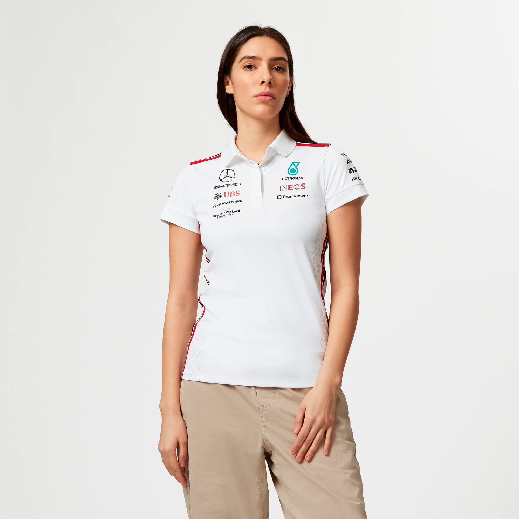 Mercedes AMG Petronas Formula One Team - Polo del Equipo para Mujer 2023 - Blanco - Talla: M