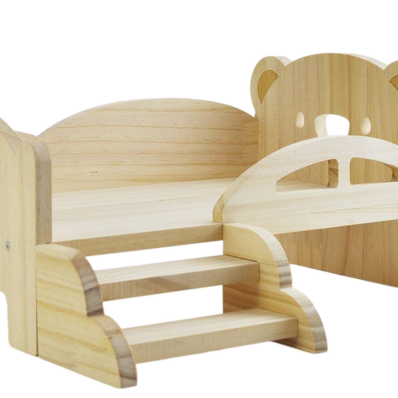 Letto per Bambole Mobili Miniatura Accessori Arredamento Casa Bambola Ornamenti in Legno Artigianale Superficie Liscia Adatto per Bambini Scena Gioco, Orso Che Dorme